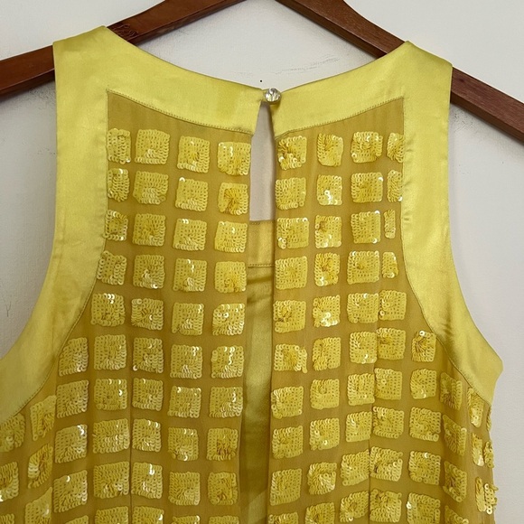 Aidan Mattox Womens Yellow Sequins Dress 6 Prom Homecoming Party Shine Silk Chic - Picture 16 of 17